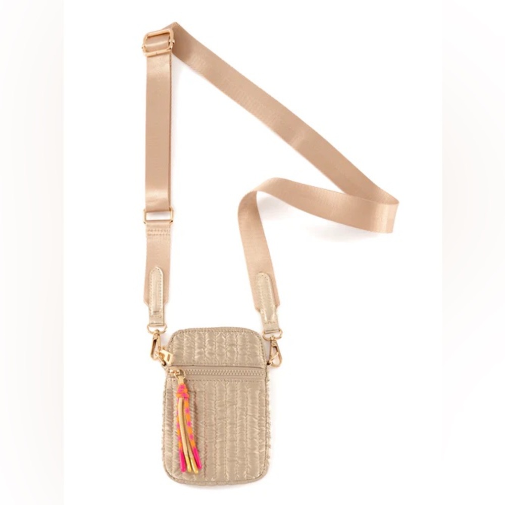 BRAND NEW with tag! Gold phone holder mini-crossbody